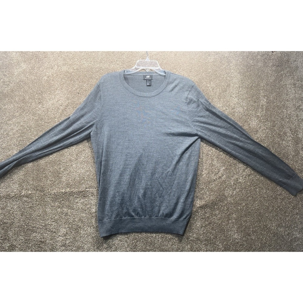 H&M Gray Merino Wool Blend Crewneck Sweater Size Large‎